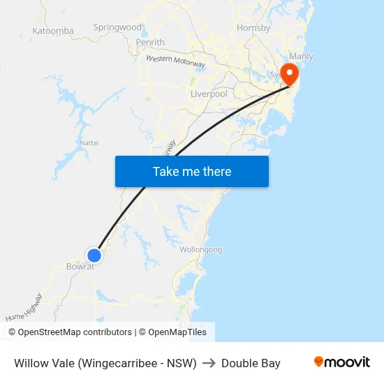 Willow Vale (Wingecarribee - NSW) to Double Bay map