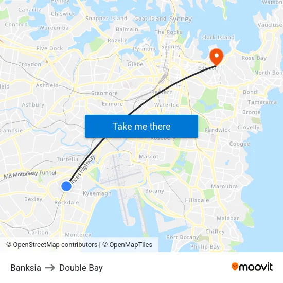 Banksia to Double Bay map