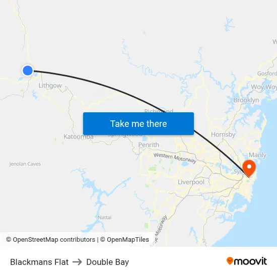 Blackmans Flat to Double Bay map