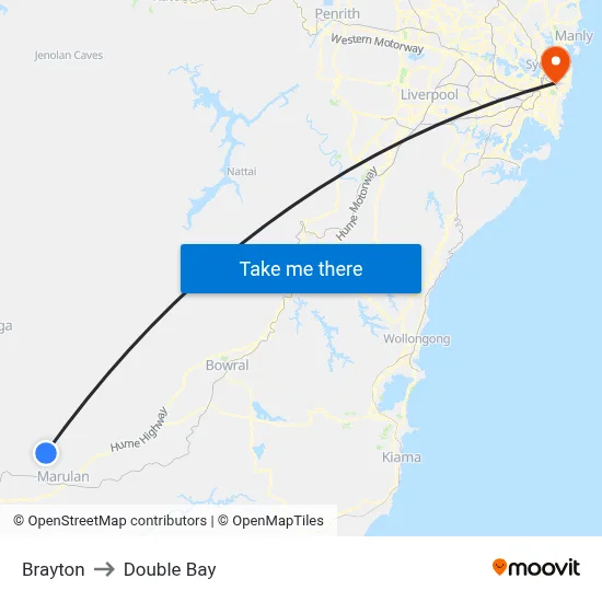 Brayton to Double Bay map