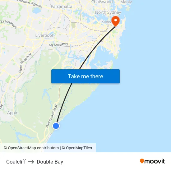 Coalcliff to Double Bay map