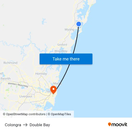 Colongra to Double Bay map