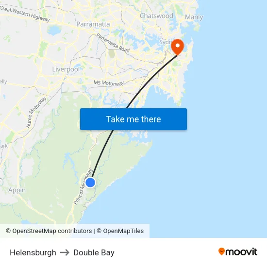 Helensburgh to Double Bay map