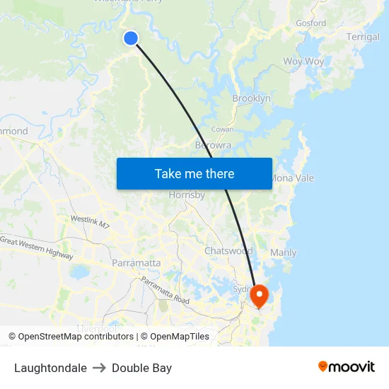 Laughtondale to Double Bay map