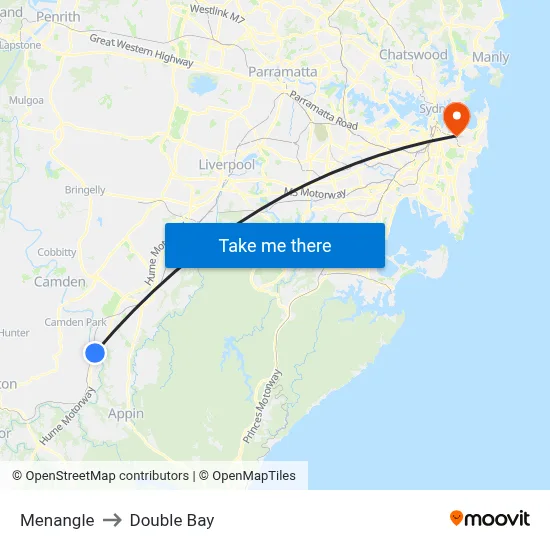Menangle to Double Bay map