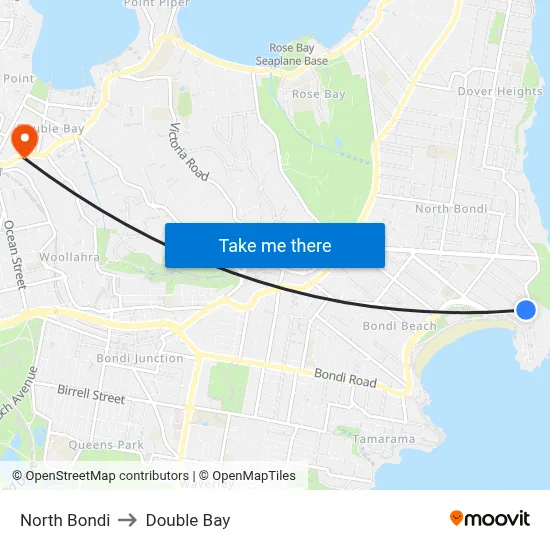 North Bondi to Double Bay map