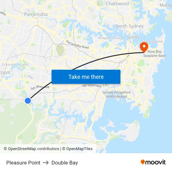 Pleasure Point to Double Bay map