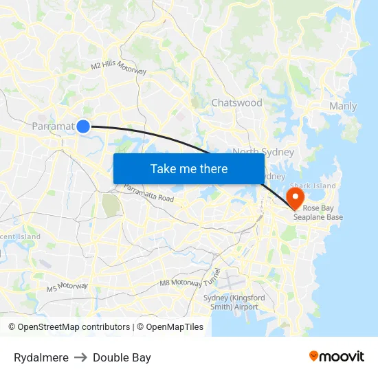 Rydalmere to Double Bay map