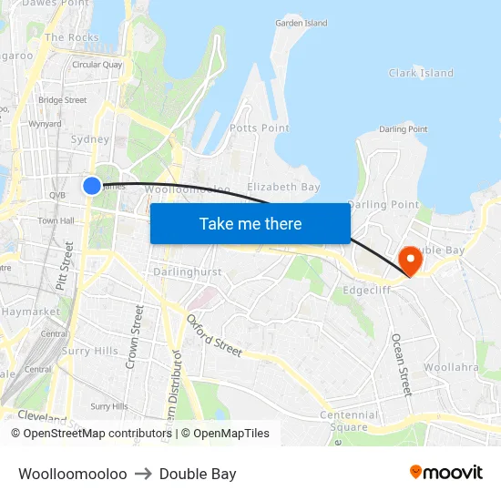 Woolloomooloo to Double Bay map