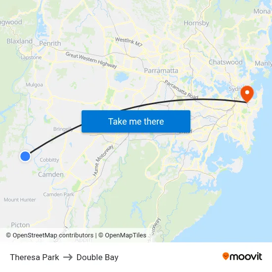 Theresa Park to Double Bay map
