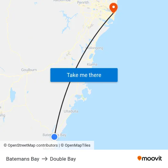 Batemans Bay to Double Bay map