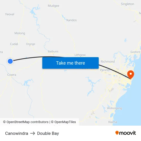 Canowindra to Double Bay map