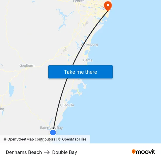 Denhams Beach to Double Bay map