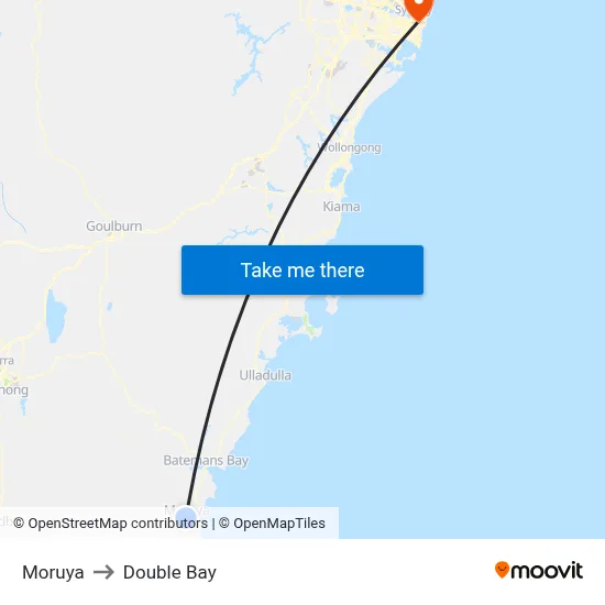 Moruya to Double Bay map