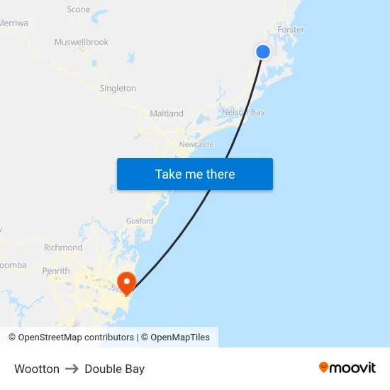 Wootton to Double Bay map