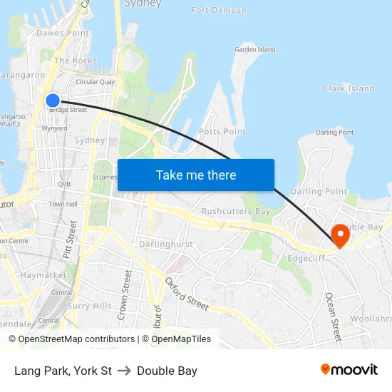 Lang Park, York St to Double Bay map