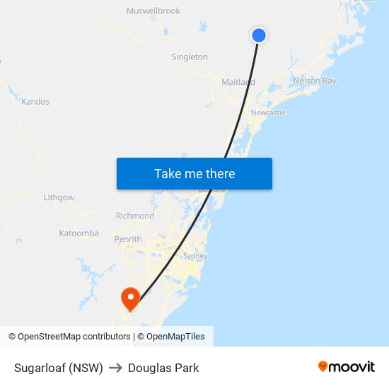 Sugarloaf (NSW) to Douglas Park map