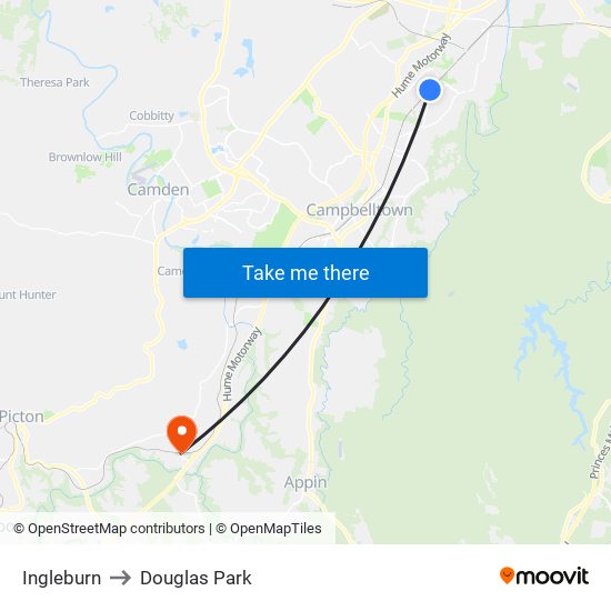 Ingleburn to Douglas Park map