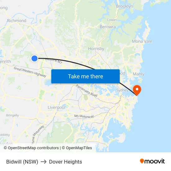 Bidwill (NSW) to Dover Heights map