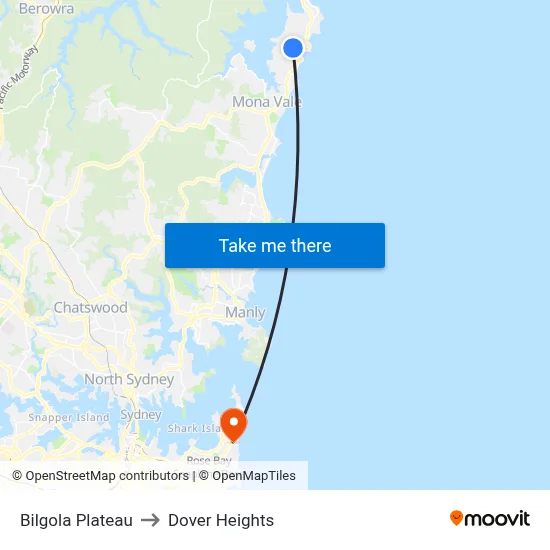 Bilgola Plateau to Dover Heights map