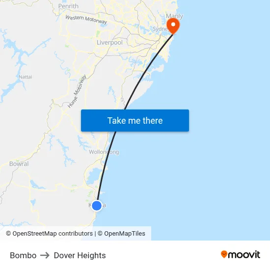 Bombo to Dover Heights map