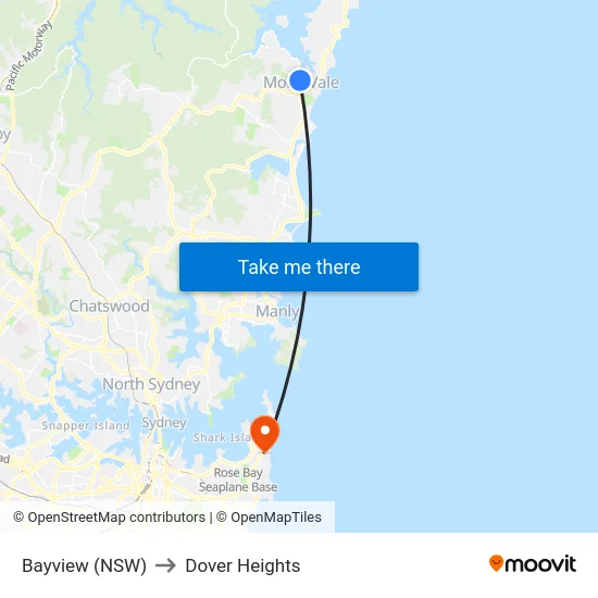 Bayview (NSW) to Dover Heights map
