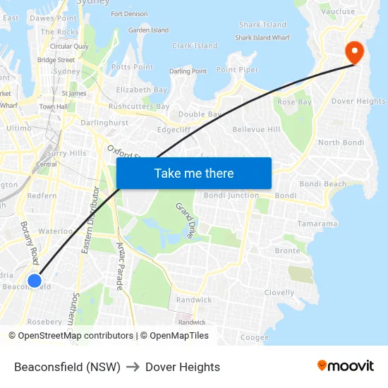 Beaconsfield (NSW) to Dover Heights map