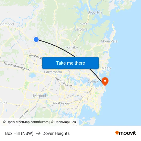 Box Hill (NSW) to Dover Heights map
