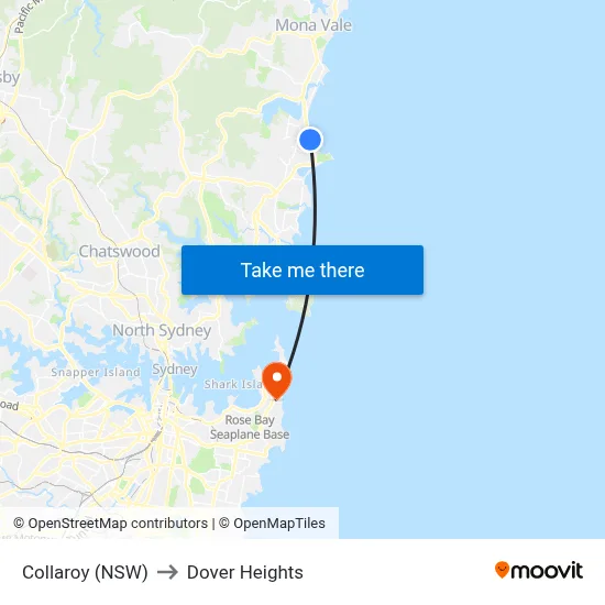 Collaroy (NSW) to Dover Heights map