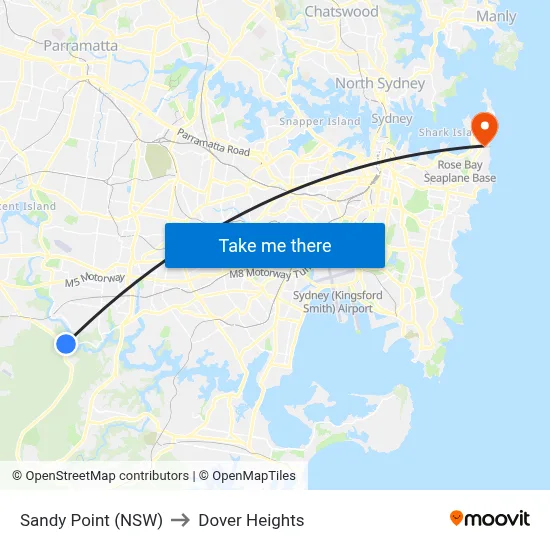 Sandy Point (NSW) to Dover Heights map