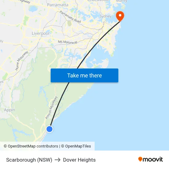 Scarborough (NSW) to Dover Heights map