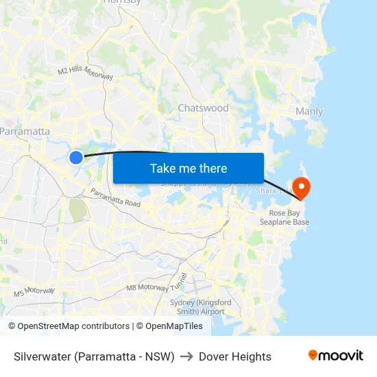 Silverwater (Parramatta - NSW) to Dover Heights map