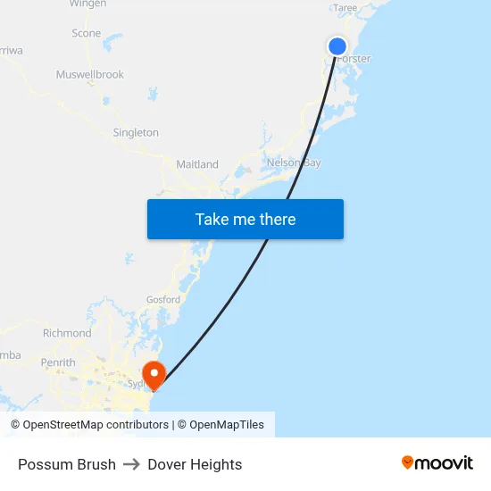 Possum Brush to Dover Heights map