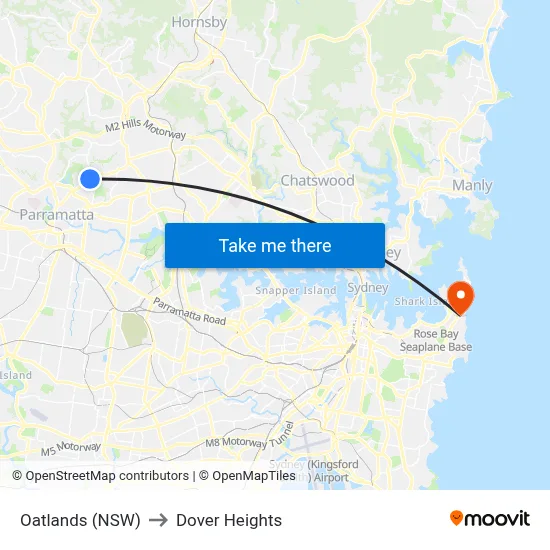 Oatlands (NSW) to Dover Heights map