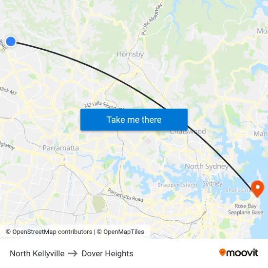 North Kellyville to Dover Heights map