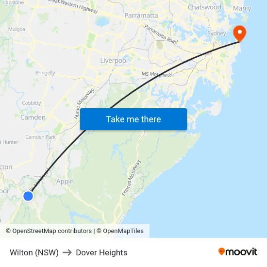 Wilton (NSW) to Dover Heights map