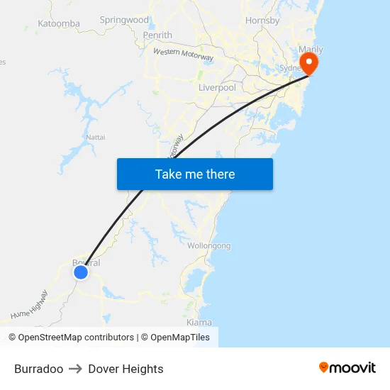 Burradoo to Dover Heights map