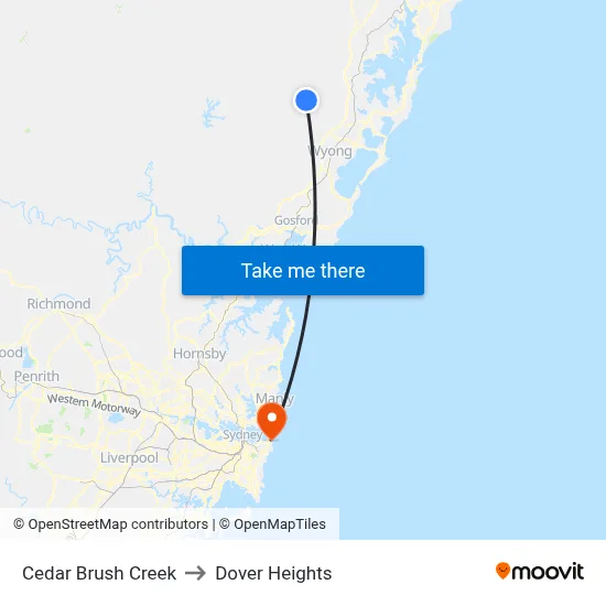 Cedar Brush Creek to Dover Heights map