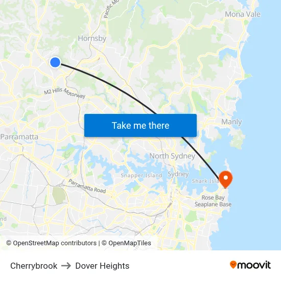Cherrybrook to Dover Heights map