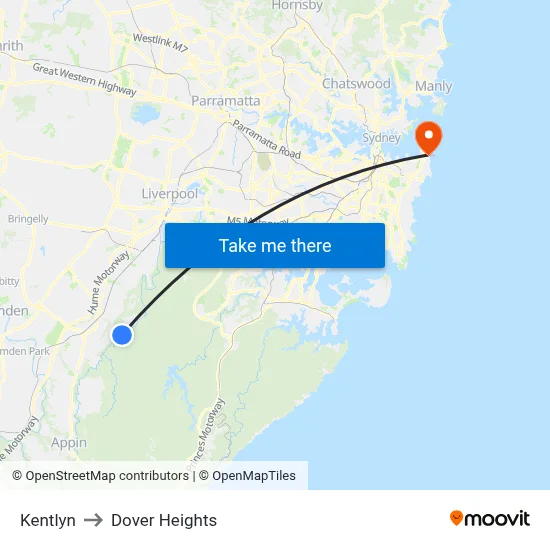Kentlyn to Dover Heights map
