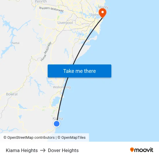 Kiama Heights to Dover Heights map