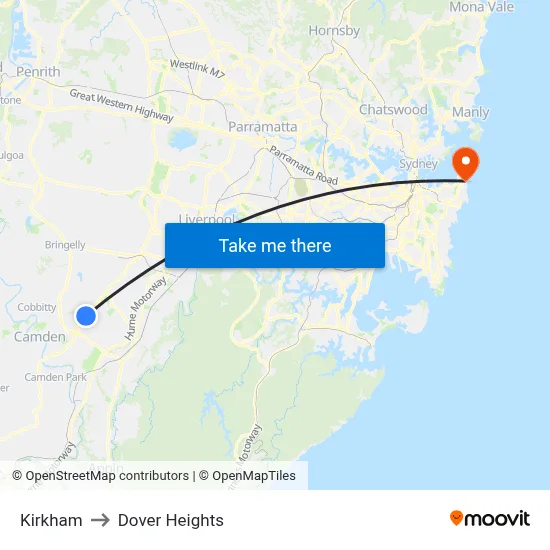Kirkham to Dover Heights map
