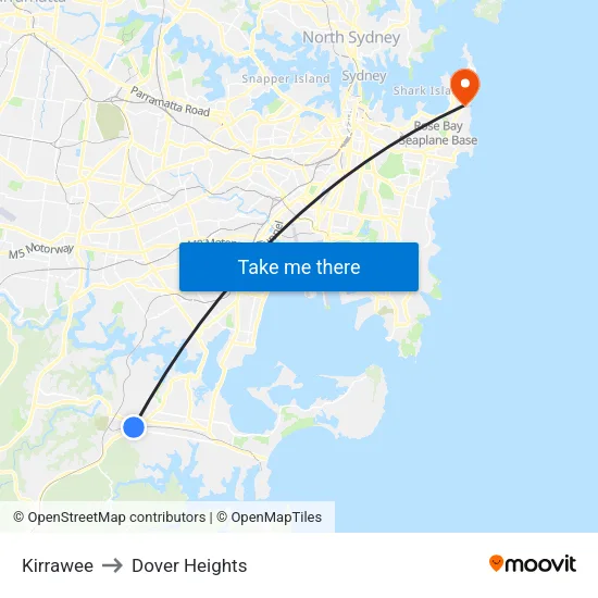 Kirrawee to Dover Heights map