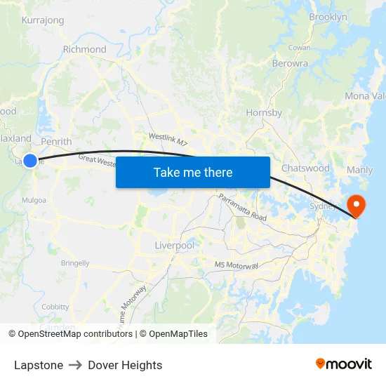 Lapstone to Dover Heights map