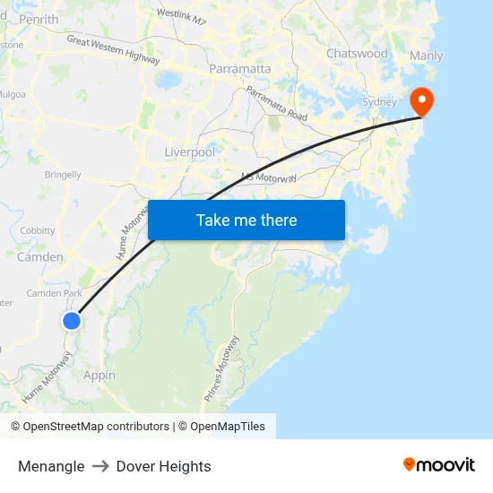 Menangle to Dover Heights map