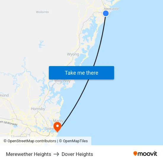 Merewether Heights to Dover Heights map
