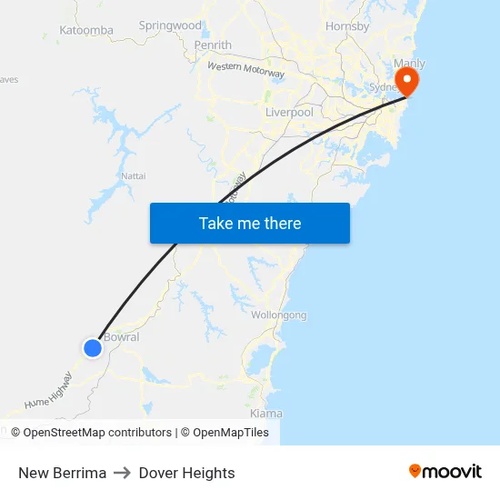 New Berrima to Dover Heights map