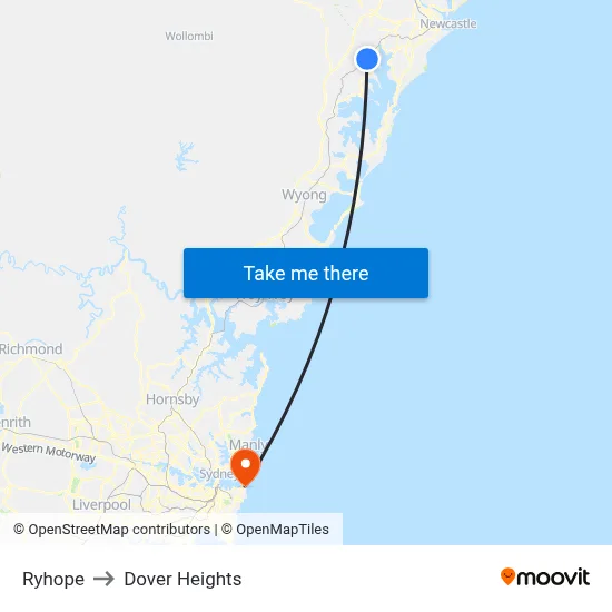 Ryhope to Dover Heights map