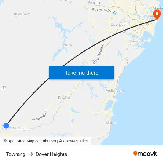 Towrang to Dover Heights map