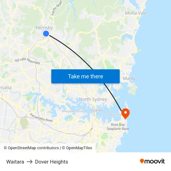 Waitara to Dover Heights map